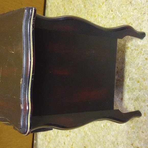 Norleans Vintage Brown Wood Jewelry Box w/ Red Velvet Lined Drawers - Picture 2 of 10